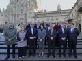 Los titulares de Infraestructuras de Galicia, Asturias y Castilla y León, y representantes de otras entidades implicadas reunidos en Santiago