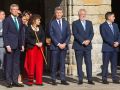 Alfonso Rueda ,, Goretti Sanmartín, Alberto Núñez Feijoo,Miguel Santalices y , Pedro Blanco, durante la ofrenda al Apóstol