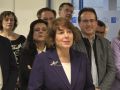 La candidata a la Rectoría de la USC, Alba Nogueira, durante el acto de cierre de campaña celebrado este martes en la biblioteca Concepción Arenal