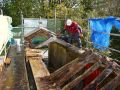 Hórreo de la Finca de Vista Alegre durante los trabajos de restauración