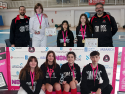 Tiradores compostelanos posan con las medallas logradas en los Campeonatos de Galicia de esgrima