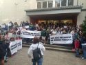 Fotografía de archivo de una concentración previa en el colegio compostelano