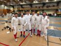Los seis tiradores del Club Esgrima Compostela que participaron en la jornada de la Liga Nacional de Equipos