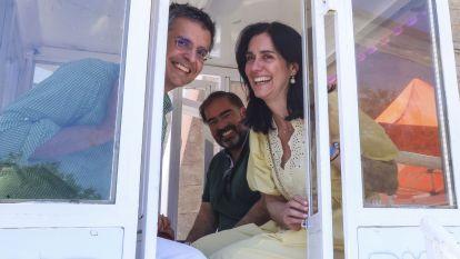 La secretaria general del PPdeG, Paula Prado, el presidente del PP local, Borja Verea, y el portavoz del Grupo Popular en el Parlamento, Alberto Pazos en las Fiestas de la Ascensión. EFE Xoán Rey