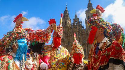 Una representación de distintos personajes de los carnavales tradicionales gallegos desfila por Santiago @ Xoán Rey (EFE) (1)