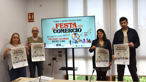 A presentación da Festa do Comercio 2026 reuniu no salón de plenos da Casa do Concello de Ames a representantes institucionais e de XEA