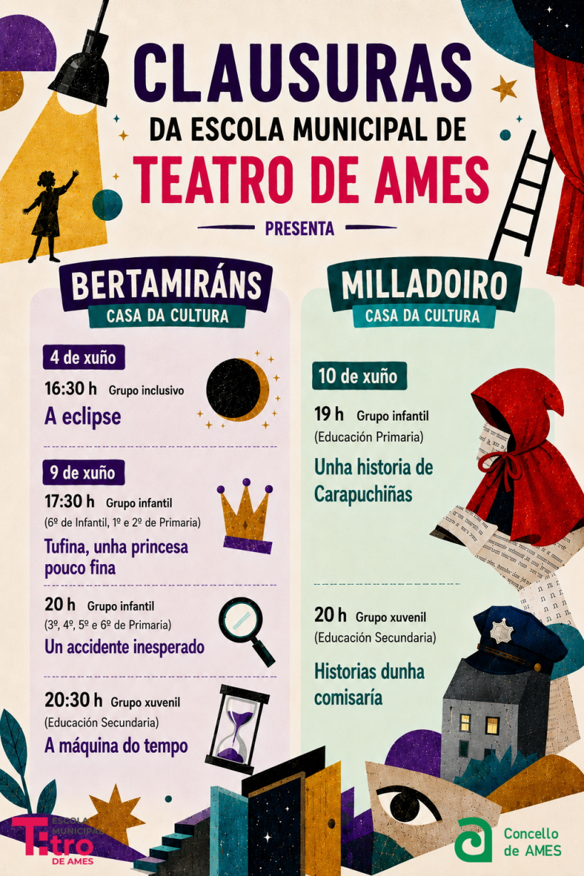 Cartel clausura da Escola de Teatro