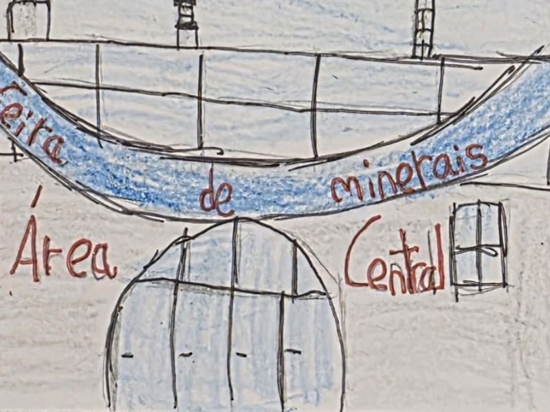 O centro comercial. Debuxo de Pedro e