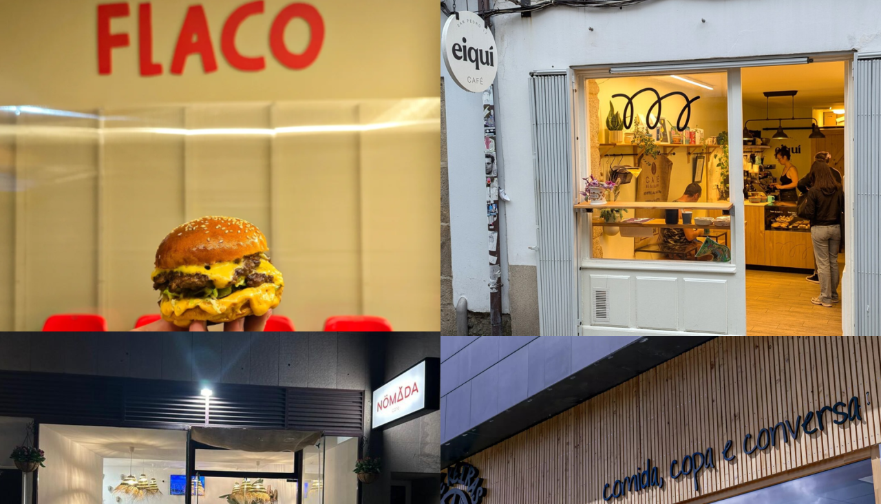 Montaje con ‘Eiquí Café’, ‘Flaco’, ‘Nómada Café’ y ‘Onde Keiras’, los nuevos Soletes Repsol en el área de Santiago
