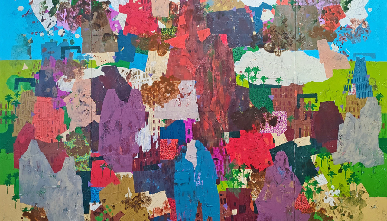 Crucifixion Nu00b0 1. 150 x 192 CM.( Triptico). T Mixta sobre lienzo. 2024