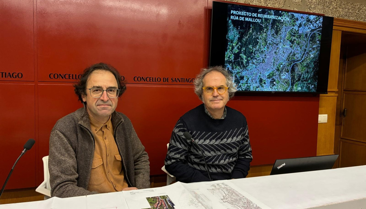 Xesús Domínguez e Antonio Ranedo, durante a rolda de prensa na que se presentou o proxecto construtivo da rúa de Mallou