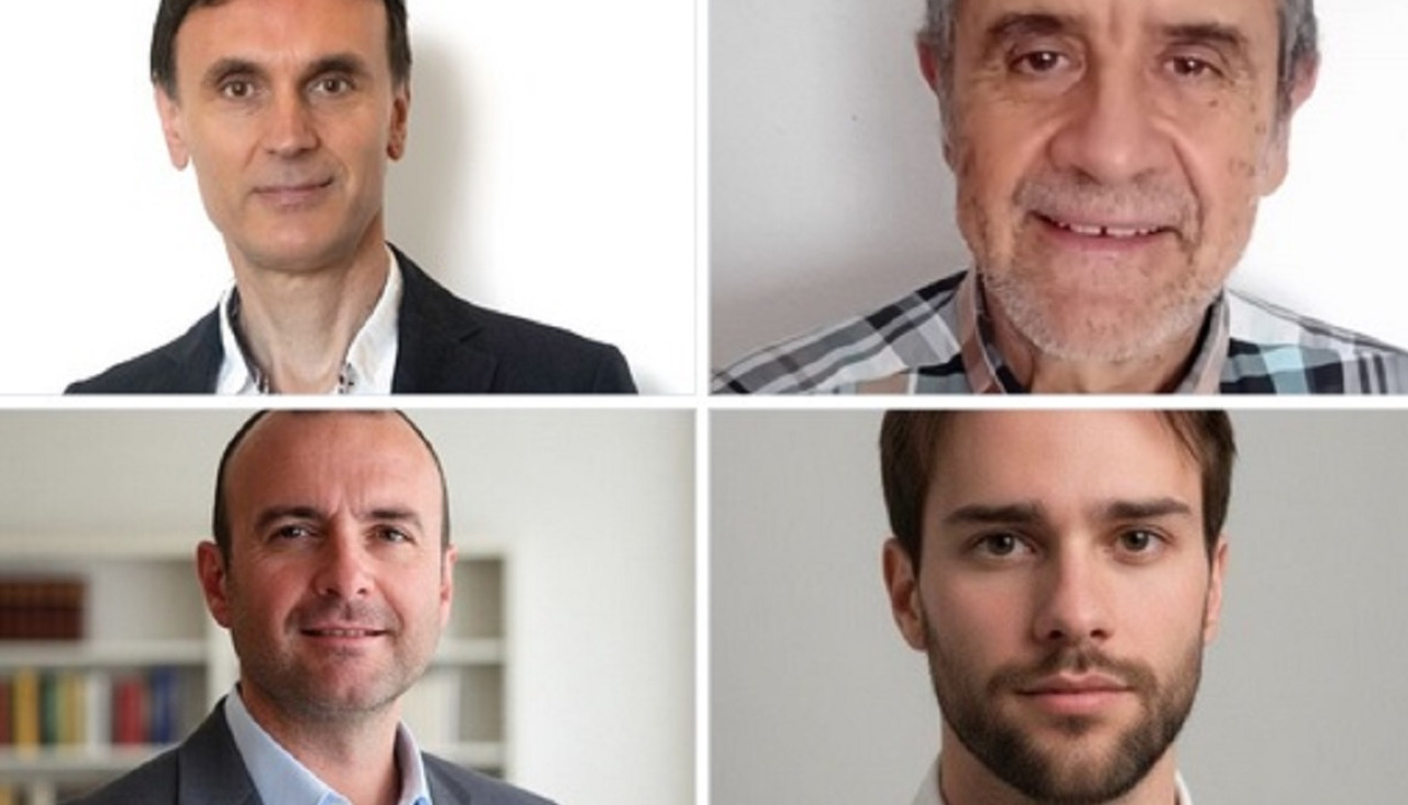 Montaje con Jorge Mira, Xabier Prado, Francisco Gil Montoya y Jorge Ventura, autores del algoritmo que facilita la integración de energías renovables