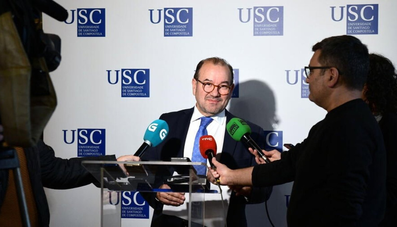 El rector de la USC, Antonio López, en rueda de prensa, a 6 de noviembre de 2025
