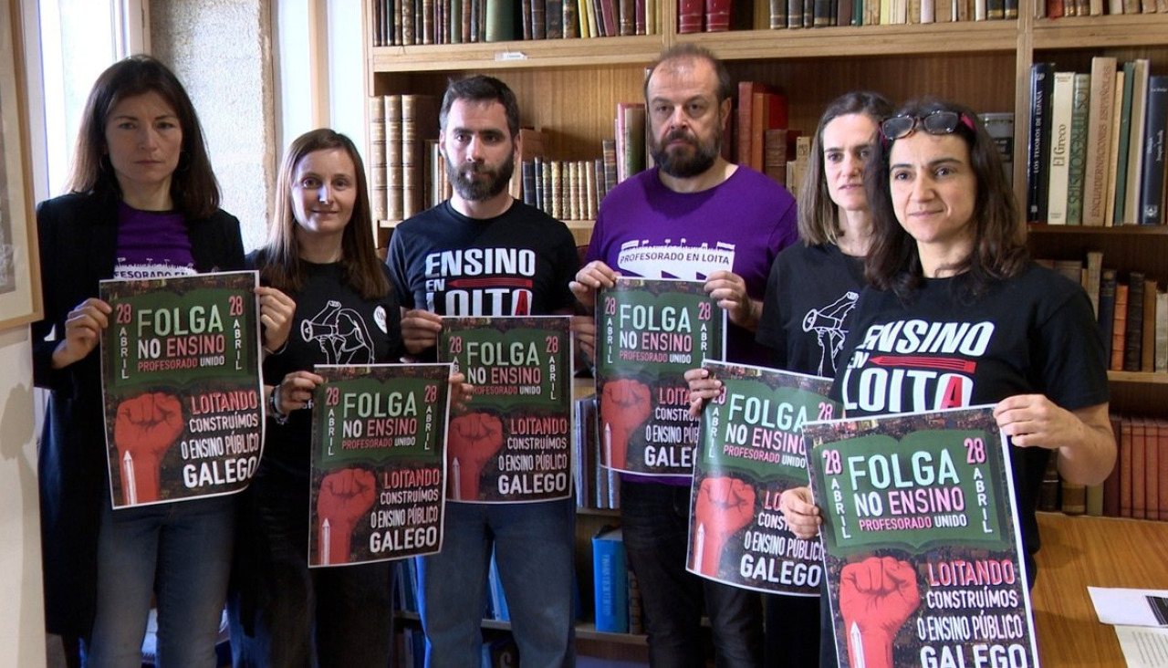 El profesorado gallego irá a huelga el 28 de abril y se manifestará en Santiago para exigir a la Xunta una negociación