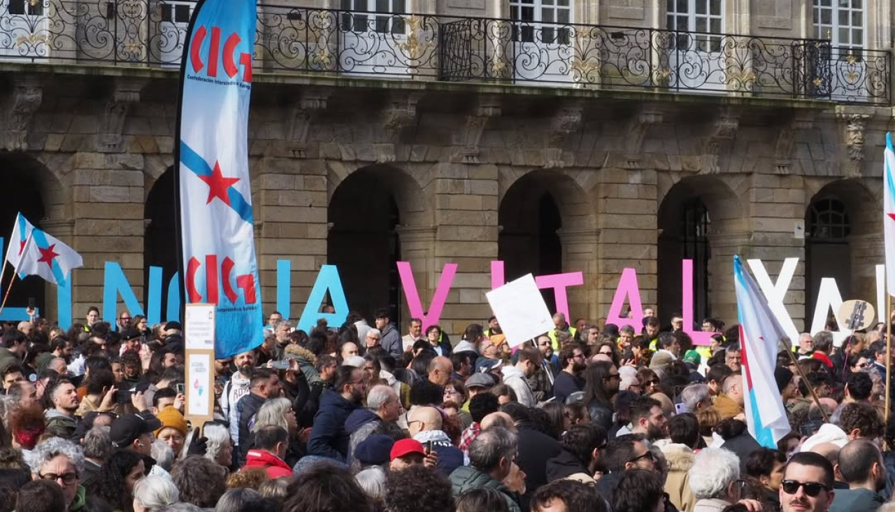 Imagen de archivo de la movilización celebrada en Santiago de Compostela el año pasado con motivo del Día das Letras Galegas