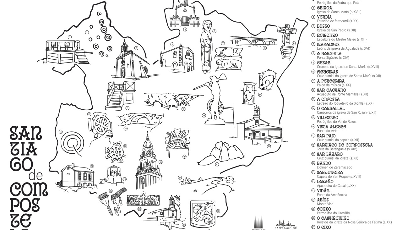 Os manteis distribuiranse en locais de hostalaría e centros educativos e inclúen un mapa ilustrado das parroquias de Santiago
