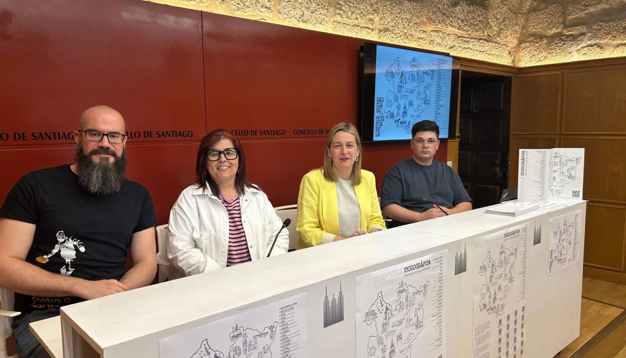As concelleiras Míriam Louzao e Pilar Lueiro presentaron no Pazo de Raxoi a iniciativa “Compostela Iconográfica. Patrimonio Vivo nas Parroquias”
